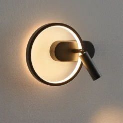 Applique noire double lumière avec liseuse centrée - Lona