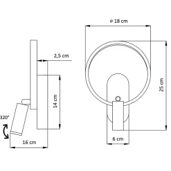 Applique noire double lumière avec liseuse centrée - Lona