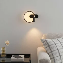 Applique noire double lumière avec liseuse centrée - Lona