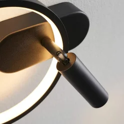 Applique noire double lumière avec liseuse centrée - Lona