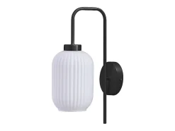 Applique noire et verre texturé blanc - L.25 x H.41 cm - LOUXOR