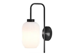 Applique noire et verre texturé blanc - L.25 x H.41 cm - LOUXOR