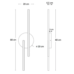 Applique noire LED aux lignes épurées 80 cm - Pia