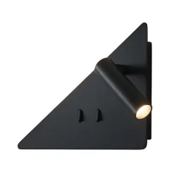 Applique noire triangle LED avec liseuse et angle droit à droite - Elaris Type A