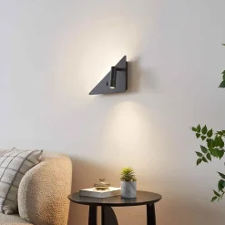 Applique noire triangle LED avec liseuse et angle droit à droite - Elaris Type A