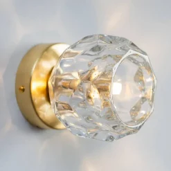 Applique ou petit plafonnier métal doré et verre transparent - Vilamo