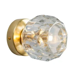 Applique ou petit plafonnier métal doré et verre transparent - Vilamo