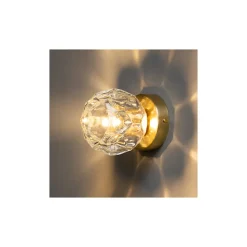 Applique ou petit plafonnier métal doré et verre transparent - Vilamo