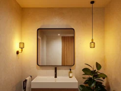 Applique Ravi IP44 E27 max. 60W Noir mat Doré gradable