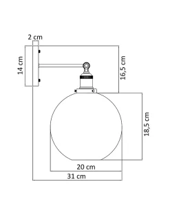Applique rétro en verre rond - Olivia