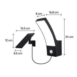 Applique solaire LED extérieur gris 700 lm blanc froid IP44 détecteur de mouvement, GoodHome Gambell