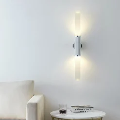 Applique tendance argent double éclairage métal et verre - Hita