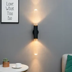 Applique tendance noire double éclairage LED en métal et verre - Hita