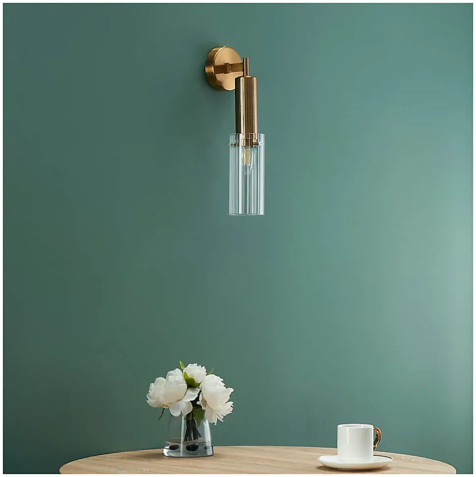 Applique vintage dorée tube en verre - Poggio