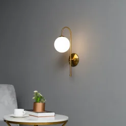 Applique vintage métal doré et verre blanc - Oriol