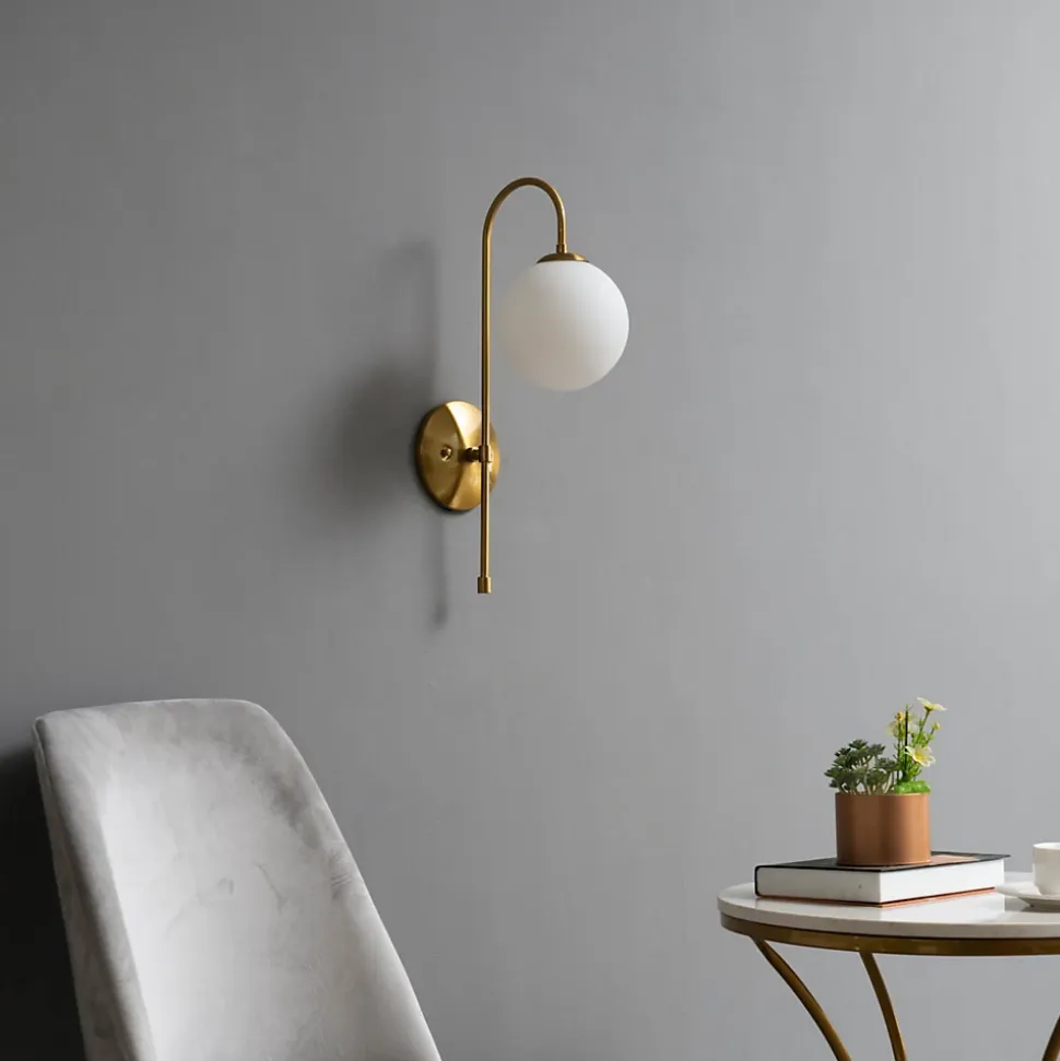 Applique vintage métal doré et verre blanc - Oriol