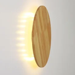 Appliques Muraux LED 26W 30cm en Bois Rond Lumière Indirecte Chaude pour Chambre et Cuisine