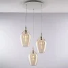 Ares Suspension en fer et verre pyrex ambré 3 lumières 141 d.50 BL273-S3-AM
