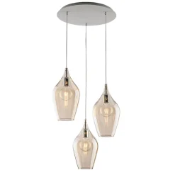 Ares Suspension en fer et verre pyrex ambré 3 lumières 141 d.50 BL273-S3-AM