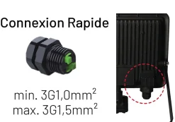 Arlux Lighting Projecteur mural KREON 2 - IP44, 50W, 4000K, 5000lm, Noir - Détecteur IR