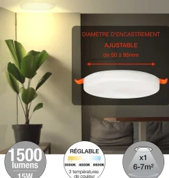 Arlux Lighting Spot encastrable ONYX FRAMELESS D.120 15W 1500lm - Temperature Variable