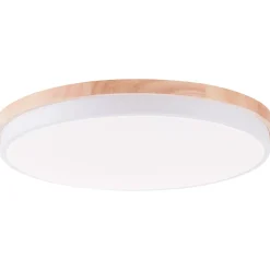 BAARLO Plafonnier blanc mat/bois LED intégrée 36W métal/bois/plastique ampoule incluse