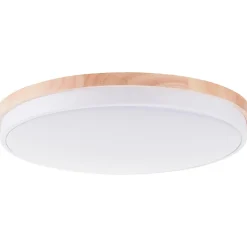 BAARLO Plafonnier blanc mat/bois LED intégrée 36W métal/bois/plastique ampoule incluse