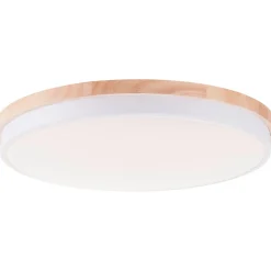 BAARLO Plafonnier blanc mat/bois LED intégrée 36W métal/bois/plastique ampoule incluse
