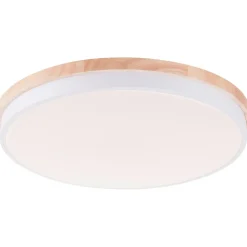 BAARLO Plafonnier blanc mat/bois LED intégrée 36W métal/bois/plastique ampoule incluse