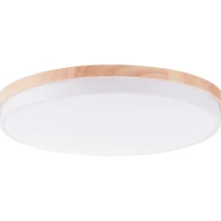 BAARLO Plafonnier blanc mat/bois LED intégrée 36W métal/bois/plastique ampoule incluse