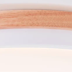 BAARLO Plafonnier blanc mat/bois LED intégrée 24W métal/bois/plastique ampoule incluse