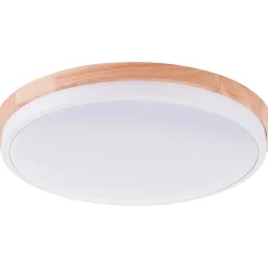 BAARLO Plafonnier blanc mat/bois LED intégrée 24W métal/bois/plastique ampoule incluse