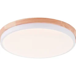 BAARLO Plafonnier blanc mat/bois LED intégrée 24W métal/bois/plastique ampoule incluse