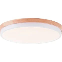 BAARLO Plafonnier blanc mat/bois LED intégrée 24W métal/bois/plastique ampoule incluse