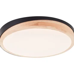 BAARLO Plafonnier noir mat/bois LED intégrée 24W métal/bois/plastique ampoule incluse