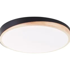 BAARLO Plafonnier noir mat/bois LED intégrée 36W métal/bois/plastique ampoule incluse