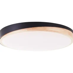 BAARLO Plafonnier noir mat/bois LED intégrée 36W métal/bois/plastique ampoule incluse