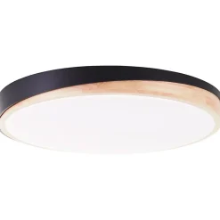 BAARLO Plafonnier noir mat/bois LED intégrée 36W métal/bois/plastique ampoule incluse