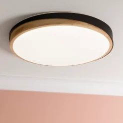 BAARLO Plafonnier noir mat/bois LED intégrée 36W métal/bois/plastique ampoule incluse