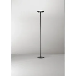 Balance - Lampadaire LED 25W en métal, 3000K, H. 180 cm, 2376 lm, interrupteur marche/arrêt et variateur au pied, noir - Perenz