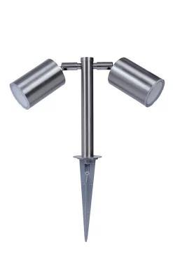 Balise à piquer double Candiac LED intégrée 760lm IP44 GoodHome chrome