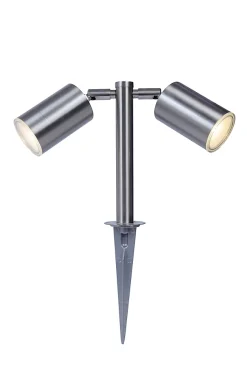 Balise à piquer double Candiac LED intégrée 760lm IP44 GoodHome chrome