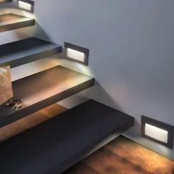 Balise LED en Saillie Rectangle 3W 220V 65 degrés Grise IP65 pour Escaliers - Blanc Chaud 2300K - 3500K - SILAMP