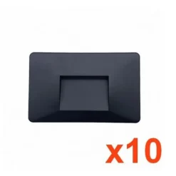 Balise LED saillie 3W 220V 120 degrés Noire IP44 pour Escalier (Pack de 10) - Blanc Neutre 4000K - 5500K - SILAMP