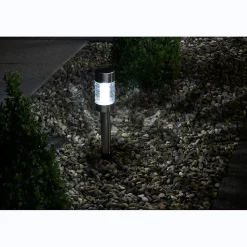 Balise solaire en inox verre à planter ou à poser- Hauteur 42cm- 1 LED blanche- 3 Lumens- Eclairage extérieur Jardin