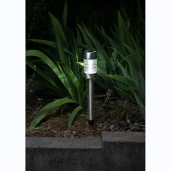 Balise solaire en inox verre à planter ou à poser- Hauteur 52cm- 1 LED blanche- 3 Lumens- Eclairage extérieur Jardin