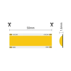 Bande LED COB SURFACE IP20 monochrome 5m 25W/MT 24V 3000K
