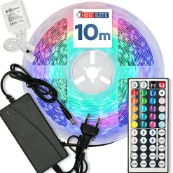 Bande LED RGB 24 V 10 W/m 800 lm/m IP20 avec contrôleur alimentation et télécommande rouleau 10 m VICTORY-10 HOROZ
