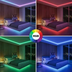 Bande LED RGB néon 24 V 10 W/m 200 lm/m IP65 avec contrôleur alimentation et télécommande rouleau 10 m DIGITAL-10 HOROZ