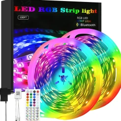 Bande lumineuse LED autocollante RVB 20/30 m, contrôle par application